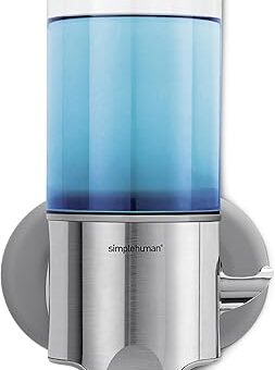 simplehuman Single Wall Mount Shower Pump, 15 fl. oz. Shampoo and Soap Dispenser, Stainless Steel