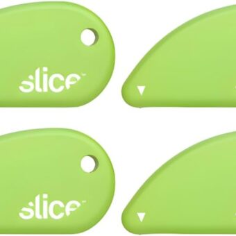 Slice Micro Safety Cutter | Safe Ceramic Box Cutter Lasting 11x Longer than Metal | Keychain Box Opener | 4 Pack