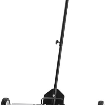 VEVOR 50Lbs Rolling Magnetic Sweeper with Wheels, Push-Type Magnetic Pick Up Sweeper, 24-inch Large Magnet Pickup Lawn Sweeper with Telescoping...