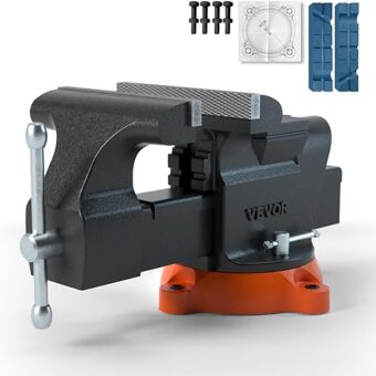 VEVOR Bench Vise, 6-inch Jaw Width 5.9-inch Jaw Opening, 360-Degree Swivel Locking Base Multipurpose Vise w/Anvil, Heavy Duty Ductile Iron...