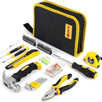 158 Piece Tool Set With Easy Carrying Round Pouch, Hand Tool Set - Durable, Long Lasting Chrome Finish Tools - Household Tool Kit Perfect for DIY,...