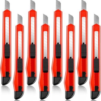 8 Pack Utility Knife Box Cutters, 9mm Wide Blade Box Cutter Retractable, Compact Utility Knives Box Knife, Snap Off Blade Cutter, Very Suitable for...