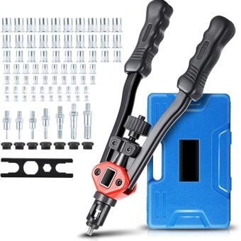 [80-Pcs] Universal Black 3-in-1 13" Wrench Rivet Nut Tool Set DIY Repair Hand Tool Kit Set for Home Household Office Warehouse With Blue Carring Case