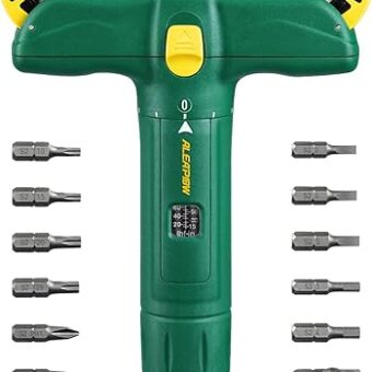 ALEAPOW 1/4" Torque Wrench Set, 12-Piece S2 Steel Bits, T-Handle Design, 15-75 in-lbs, Suitable for Scope Mounting, Gunsmithing, and Maintenance