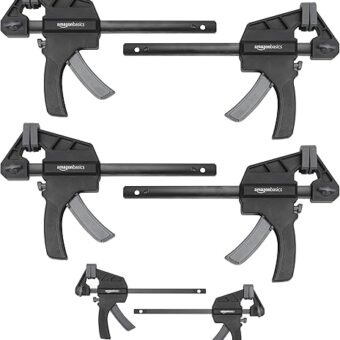 Amazon Basics 6-Piece Trigger Clamp Set, 2 Pack of 4-Inch, 4 Pack of 6-Inch, Black/ Grey