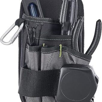 AWP Organizer Tool Pouch | 7 Pockets & Loops for Tool Organization | Heavy-Duty Metal Belt Clip Attachment