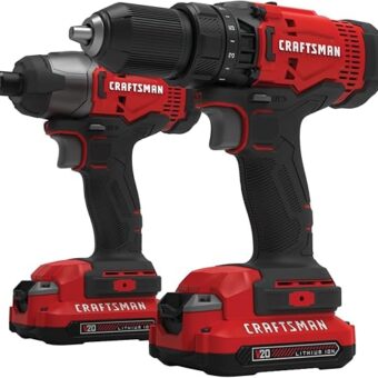 CRAFTSMAN V20 MAX Cordless Drill and Impact Driver, Power Tool Combo Kit with 2 Batteries and Charger (CMCK200C2AM)