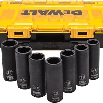 DEWALT DWMT74737 Tough Box 7PC mm 1/2 Deep Drive Impact Socket Set