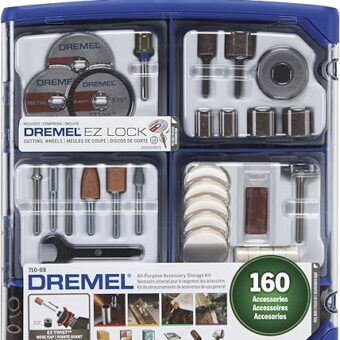 Dremel 160-Piece Rotary Tool Accessory Kit with EZ Lock Technology - 1/8" Shank - Cutting Bits, Polishing Wheel and Compound, Sanding Drums & Disc...