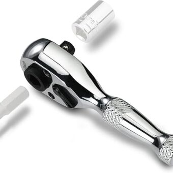 DURATECH 1/4-Inch Stubby Ratchet Wrench, Socket&Bit Driver, 72-Tooth, Chrome Alloy Made, Chrome Plated Finish