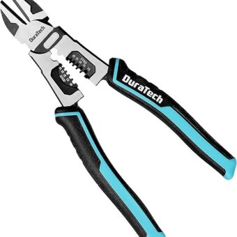 DURATECH 4-in-1 Diagonal Cutting Pliers, 8" Multifunction Heavy Duty Side-Cutting Pliers with Wire Stripper, Wire Cutters with Ergonomic Handle for...