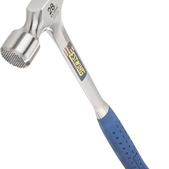 ESTWING Framing Hammer - 28 oz Long Handle Straight Rip Claw with Milled Face & Shock Reduction Grip - E3-28SM, Blue