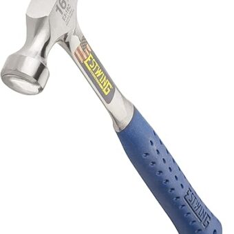 ESTWING Hammer - 16 oz Curved Claw with Smooth Face & Shock Reduction Grip - E3-16C,Silver