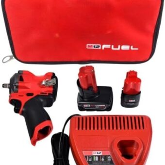 For Milwaukee 2544-22 12V For Cordless 3/8" Impact For Wrench Kit w/Batteries, For Charger & Bag