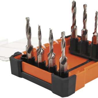 Klein Tools 32217 Drill Tap Tool Kit, 8-Piece, For Aluminum-Brass-Copper-Plastic-Mild Steel, Quick Connect Power Tools Compatible