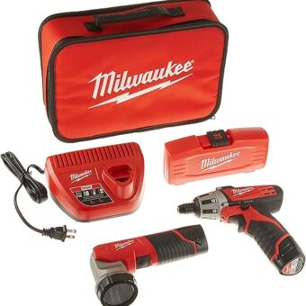 MILWAUKEE ELEC TOOL 2482-22 M12 12V Cordless Lithium-Ion 2 Tool Combo Kit with Bit Set