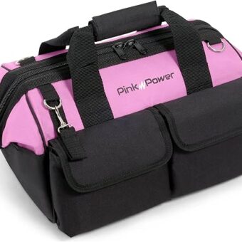 Pink Power Pink Tool Bag for Women -16" Tool Tote Bag w/ 22 Storage Pockets - Womens Small Tool Bag Ladies Tool Box for Hand Tools, Power Tool Kits...