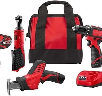 Power Tool Combo Kits,For Milwaukee Tools Combo Kit Milwaukee 2498-25 M12 12v Cordless Lithium-Ion Compact 5 Tool Combo Kit,Drill Driver,Impact...