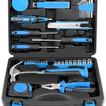 Universal 46 Pcs Blue Portable DIY Repair Hand Tool Kit Set for Home Household Office Garden Warehouse With Carring Case