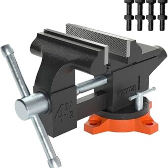 VEVOR Bench Vise, 4.5-inch Jaw Width 3.3-inch Jaw Opening, 240-Degree Swivel Locking Base Multipurpose Vise w/Anvil, Heavy Duty Cast Iron Workbench...