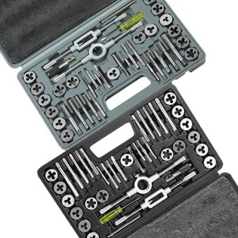 VEVOR Tap and Die Set, 80-Piece Metric and SAE Standard, Bearing Steel Taps and Dies, Essential Threading Tool for Cutting External Internal...