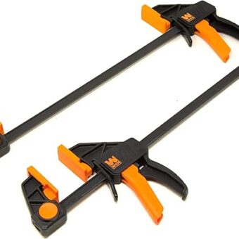 WEN CLR122 12-Inch Heavy Duty Steel Bar Clamps and Spreaders with 2.3-Inch Throat, Two Pack, Black