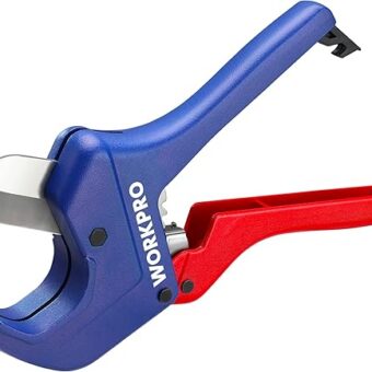 WORKPRO Ratchet PVC Pipe Cutter Tool, Up to 2-1/2", Pex Cutting Tool for Cutting PEX, PVC, PPR, and Plastic Hoses with Sharp 5Cr15MoV Stainless...