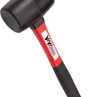 YY-2-005 Rubber Mallet Hammer With fiberglass Handle–16-oz, black