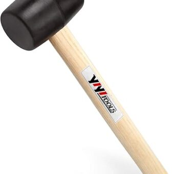 YY-2-005 Rubber Mallet Hammer With Wood Handle–8-oz, black