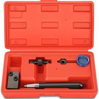 [5-Pcs] Universal 3/16" Double Flaring Tools Set with 45 Degree DIY Repair Hand Tool Kit Set for Bench Vise Home Household Office Warehouse, Black/Red