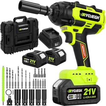 850N.m Cordless Impact Wrench Set, 1/2 inch 21V 580Ft-lbs Heavy Duty Impact Gun Kit, Brushless Llave De Impacto w/ 2 x 4.0Ah Battery, Pistola De...