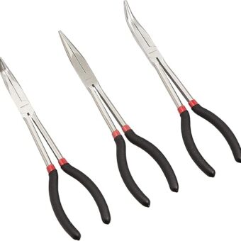 Amazon Basics 3-Piece Long Reach Pliers Set, Black