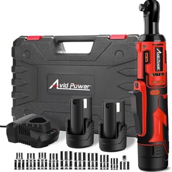 AVID POWER Cordless Electric Ratchet Wrench 3/8", 44.2 Ft-lbs 12V Power Ratchet Wrench Kit w/Two 2.0Ah Batteries, 1-Hour Fast Charger, Variable...