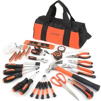 COMOWARE 218 Pcs Home Tool Kit - Basic Household Hand Tool Set, Truck Tool Kit Socket Wrench Combination Tool Set for Home with Plastic Toolbox...