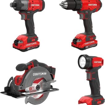 CRAFTSMAN V20 MAX Power Tool Combo Kit, 4-Tool Cordless Power Tool Set (CMCK401D2AM)