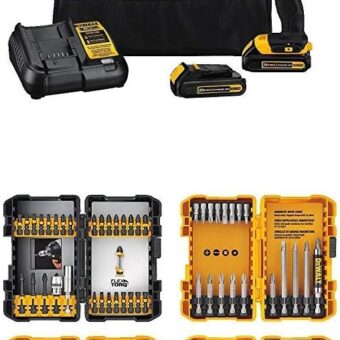 DEWALT 20V MAX* Cordless Drill/Driver Kit with Screwdriver/Drill Bit Set, 100-Piece (DCD771C2 & DWA2FTS100)