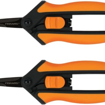 Fiskars Micro-Tip Pruning Snips Garden Clippers - Plant Cutting Scissors with Sharp Precision-Ground Non-Stick Blade - 2-Count