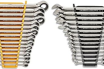 GEARWRENCH 30 Piece 12 Point Ratcheting Combination SAE/Metric (1/4-1 in., 8-24 mm) Wrench Set with Wrench Racks - 86702