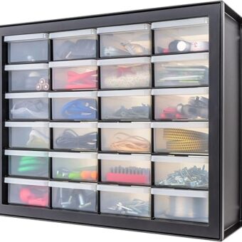 IRIS USA Screw Organizer, Hardware Storage Organizer, 24 Drawer Parts Cabinet, Plastic Drawer Storage for Hardware Crafts, Small Parts, Nuts,...