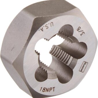 IRWIN Tools 7404 High Carbon Steel Re-Threading Hexagon Taper Pipe Dies - Die 3/8-18NPT Hrt Hanson