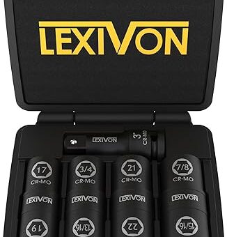 LEXIVON Lug Nut Impact Socket Set, 1/2-Inch Drive | Innovative 8-IN-4 Flip Socket Design, Covers Most Commonly Used Inch & Metric Wheel Nuts |...