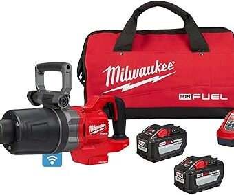 Milwaukee M18 FUEL 18V Lithium-Ion Brushless Cordless 1 in. Impact Wrench Extended Reach D-Handle Kit w/Two 12.0 Ah Batteries