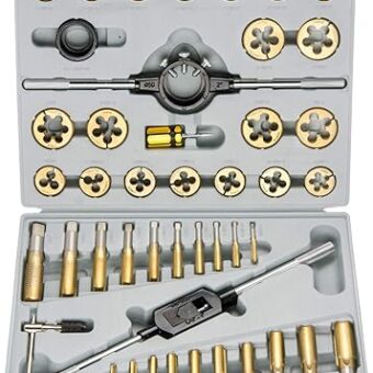 NEIKO 00916A Pro-Grade Large-Diameter Titanium SAE Tap and Die Set, High-Quality Thread-Repair Kit, 45-Piece Set