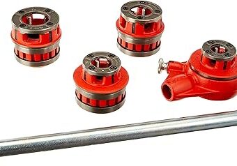 RIDGID 36480 12-R Exposed Ratchet Threader Set, Ratcheting Pipe Threading Set of 1/2-Inch to 1-1/4-Inch NPT Pipe Threading Dies and Manual...