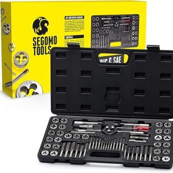 Segomo Tools 60 Piece Metric & SAE Threading Tap & Die Tool Set with Storage Case | Rethreading Kit | Tap Set | Tap and Die Kit | Tap and Die Set...