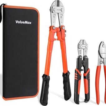 ValueMax Bolt Cutter Pliers Set, 3-Piece Heavy Duty Bolt Cutters, 14" Bolt Cutter and Mini 8" Bolt Cutter, 8" Cable Cutter with Carrying Bag for...