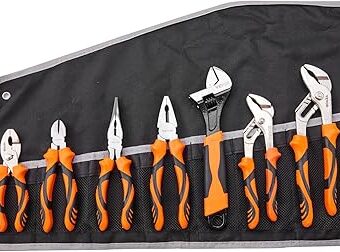 VEVOR 8-Piece Pliers Set, High Carbon Steel, 12"/10"/8" Groove Joint Pliers, 8" Linesman's Pliers, 6" Slip Joint Pliers, 8" Long Nose Pliers, 6"...