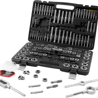 VEVOR Tap and Die Set, 116-Piece Include Metric and SAE Size, Bearing Steel Taps and Dies, Essential Threading Tool for Cutting External Internal...