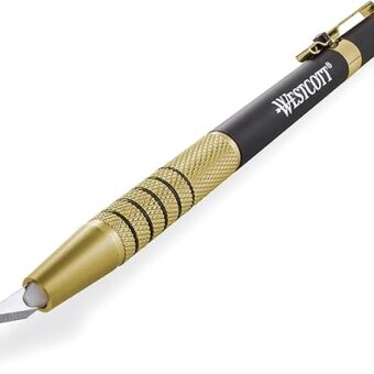 Westcott 17314 Pen-Style Retractable CarboTitanium Bonded Hobby Knife, Gold