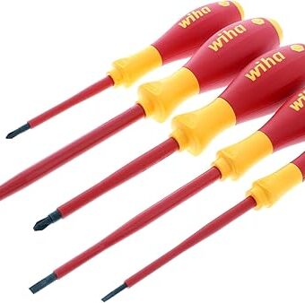 Wiha 32091 5-Piece 1000-Volt Slotted and Phillips Insulated Screwdriver Set